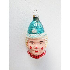 Vintage Mercury Glass Antique Figural Glass CLOWN Ornament Germany Christmas